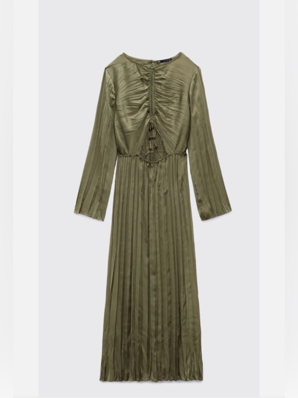ZARA WRINKLE SATIN EFFECT CUT OUT MIDI DRESS (Customized) - Picture 2 of 12